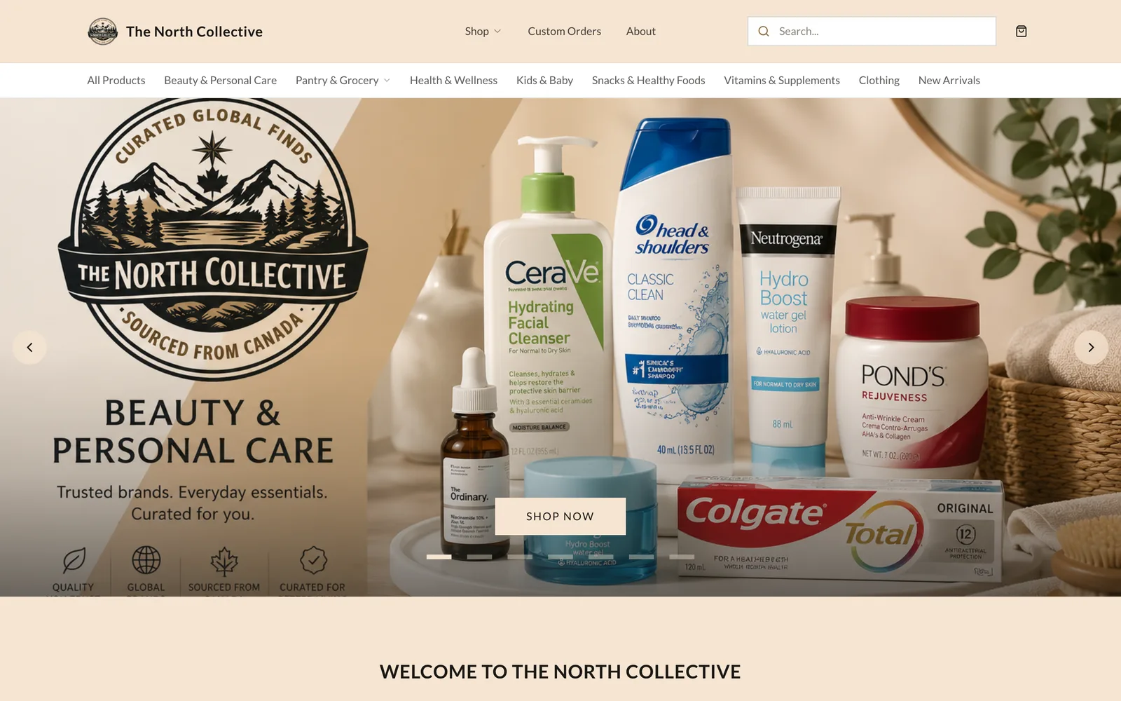 North Collective store — desktop view
